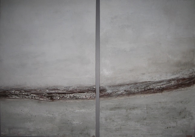 2-luik landschap verlaten(acryl op doek 2x 70 op 100 cm)