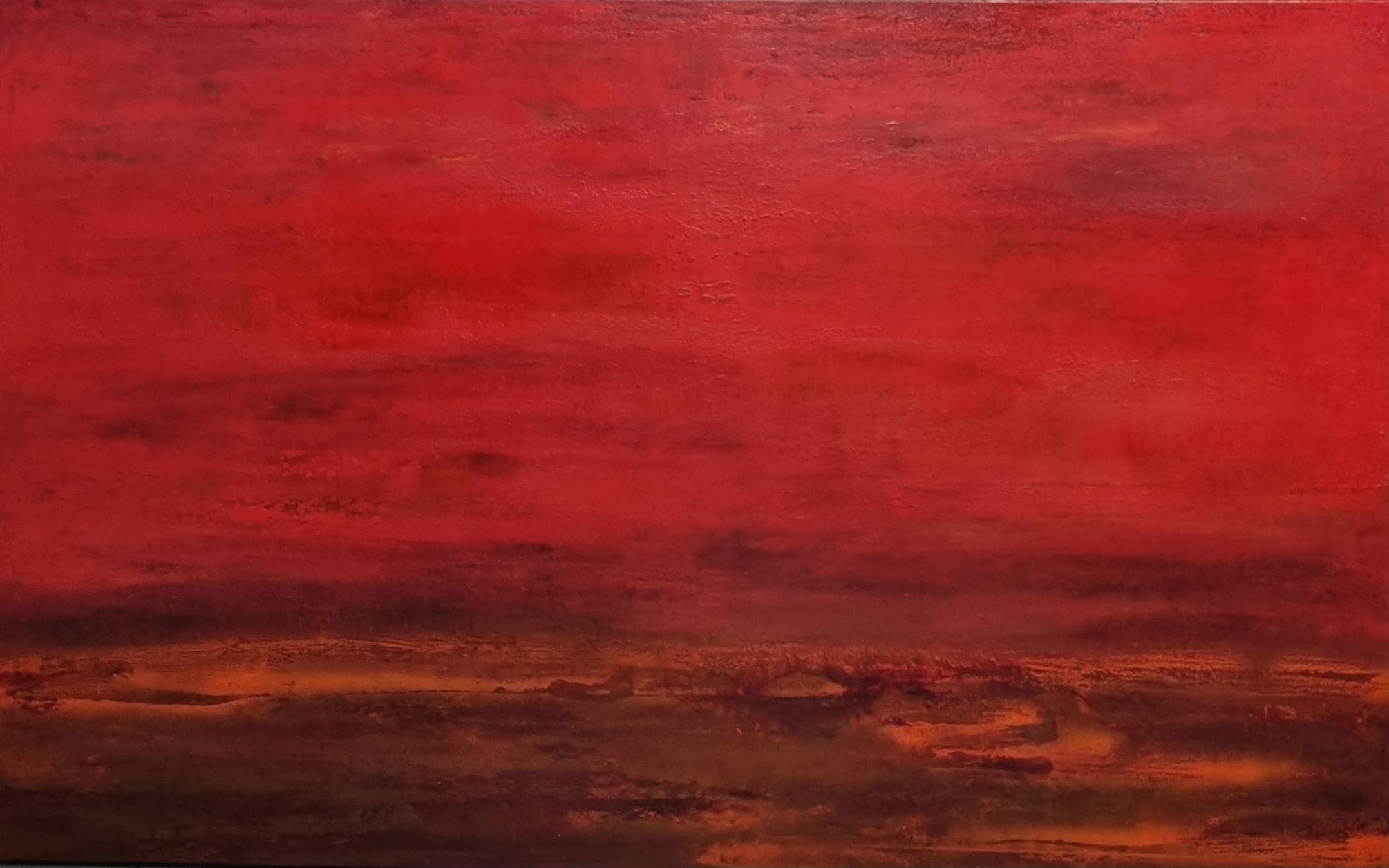 the red sky (mixed media) 160 op 100 cm