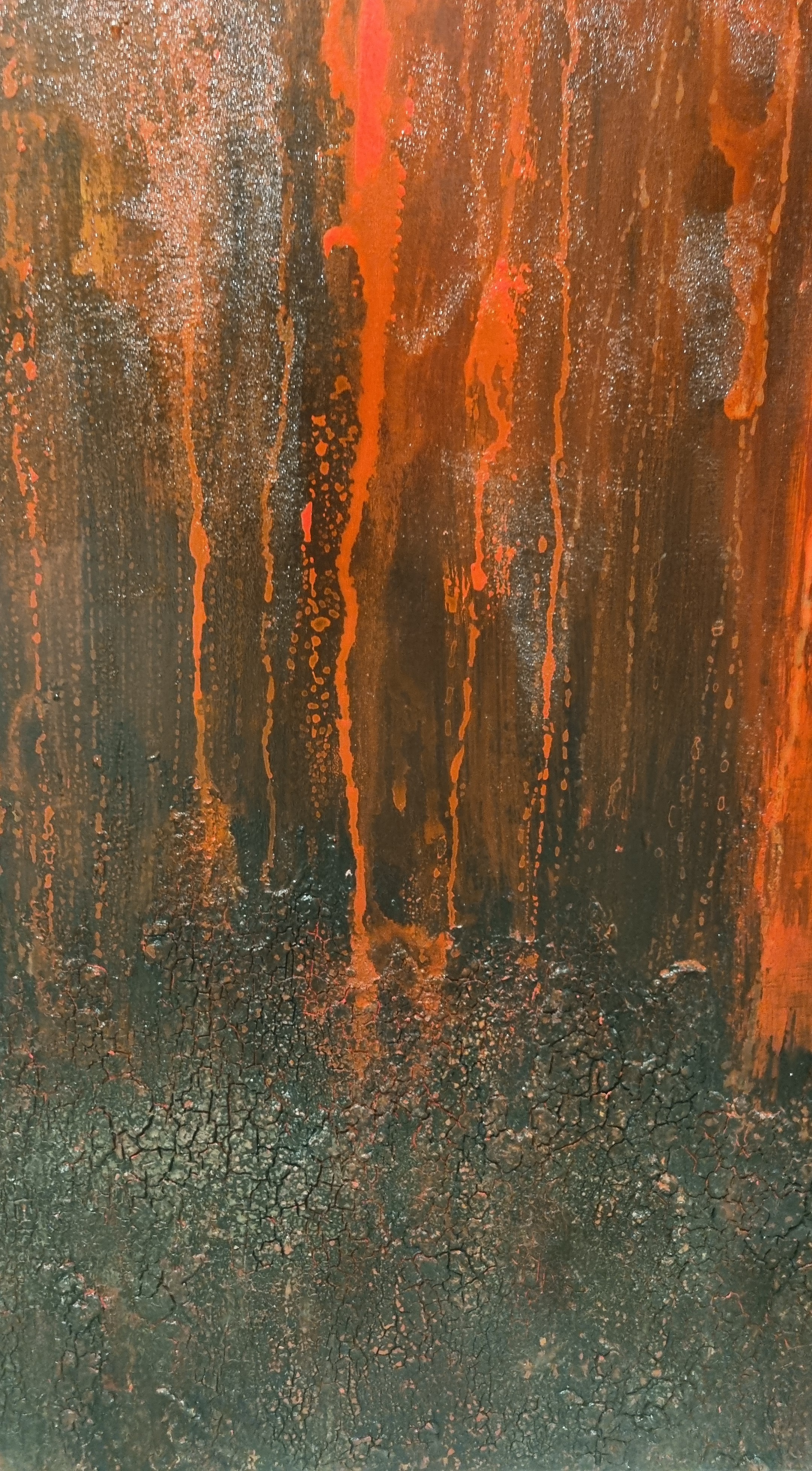 when the earth becomes lava( mixed media 100 op 150 cm)